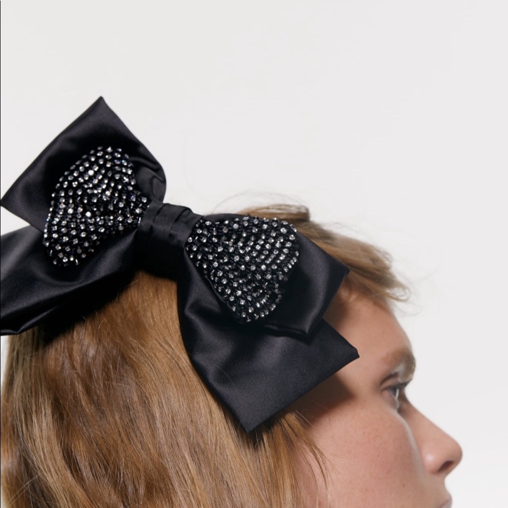 Zara rhinestones oversized bow hair clip